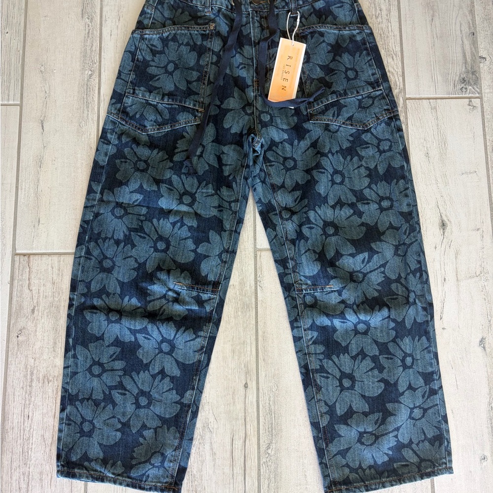 Men’s Blue Floral Print Jeans